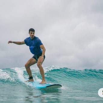 a person riding a wave on a surfboard in the ocean