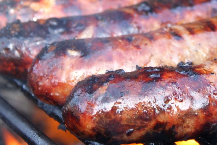 a close up of food on a grill